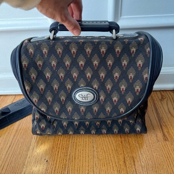 Diane Von Furstenberg Tapestry Print Overnight Travel Cosmetic Bag Vintage - Picture 4 of 10